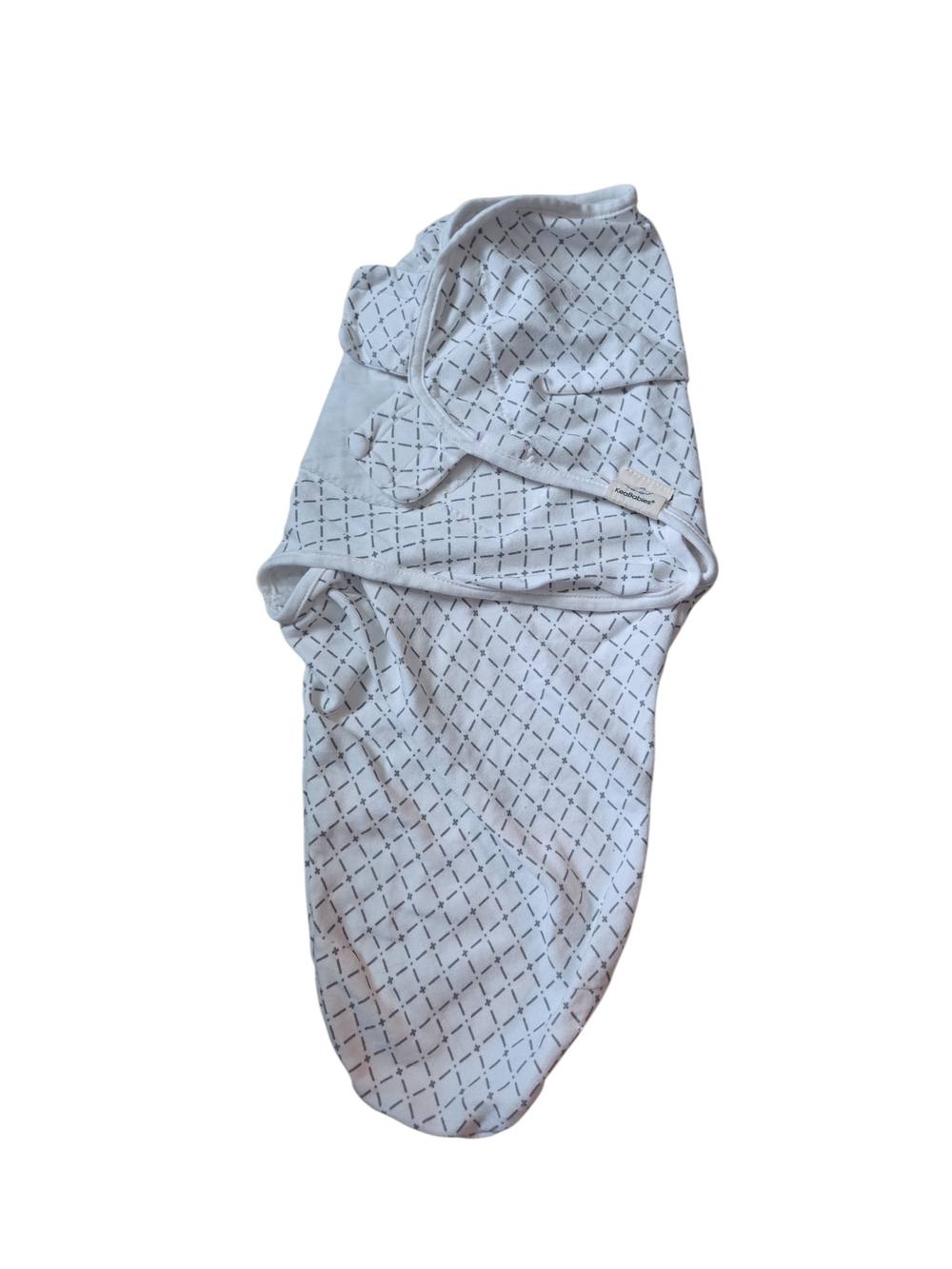 White Baby Swaddle Sack with Diamond Grid Print